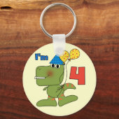 Kleine Dino 4e verjaardag Tshirts en geschenken Sleutelhanger (Voorkant)