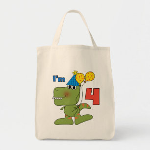 Kleine Dino 4e verjaardag Tshirts en geschenken Tote Bag