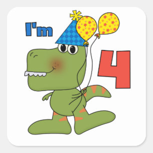 Kleine Dino 4e verjaardag Tshirts en geschenken Vierkante Sticker