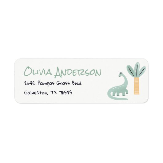 Kleine dino op de manier van dinosaurus Baby showe Etiket (Voorkant)