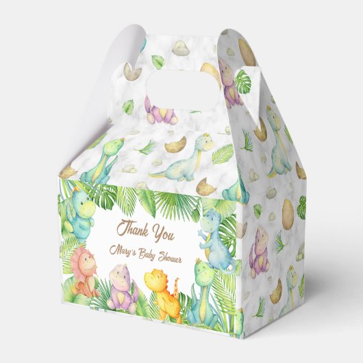 Kleine Dinosaur Baby Shower Bedankdoosjes (Voorkant Zijde)
