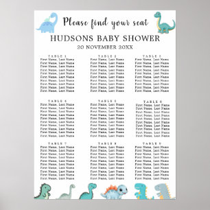 Kleine Dinosaur Cute Baby Shower Stoelenkaarten Poster
