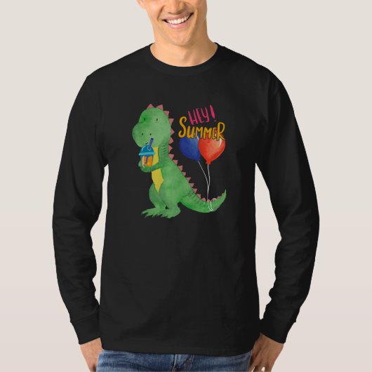 Kleine dinosaur met limonade verfrissing van t-shirt (Voorkant)