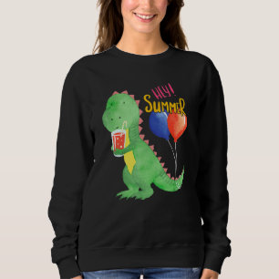 Kleine dinosaur met limonade verfrissing van trui