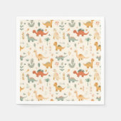 Kleine dinosauriërs beige neutrale tinten servet (Voorkant)