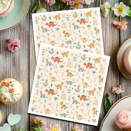 Kleine dinosauriërs beige neutrale tinten servet