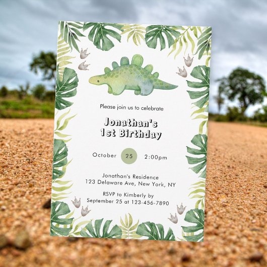 Kleine dinosaurus 1e verjaardag Uitnodigingen