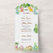 Kleine dinosaurus Baby shower All In One Uitnodiging (Binnen)