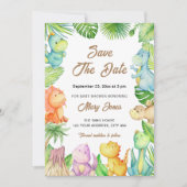 Kleine dinosaurus Baby shower bewaar de datum Kaart (Voorkant)