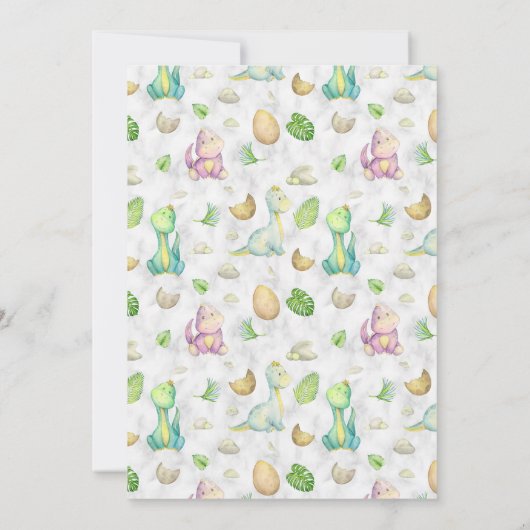 Kleine dinosaurus Baby shower Kaart (Achterkant)