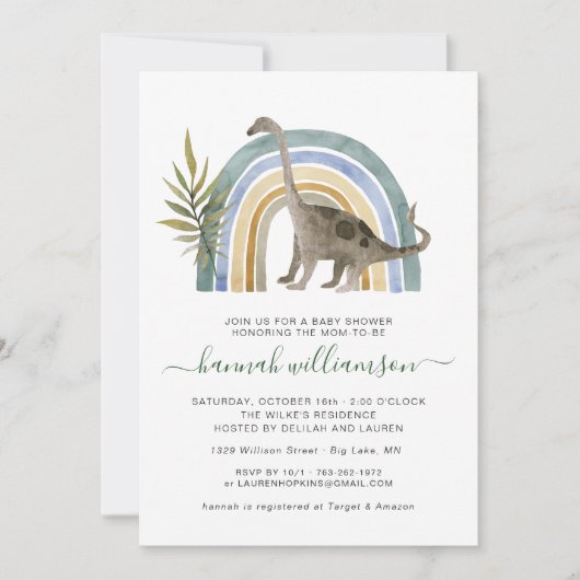 Kleine dinosaurus Baby shower uitnodiging (Voorkant)