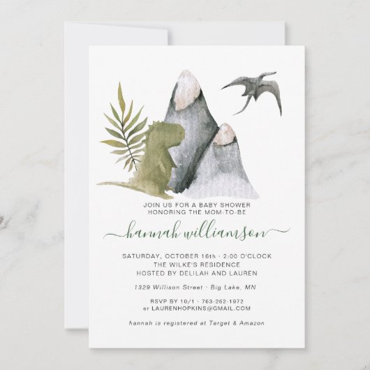 Kleine dinosaurus Baby shower uitnodiging (Voorkant)