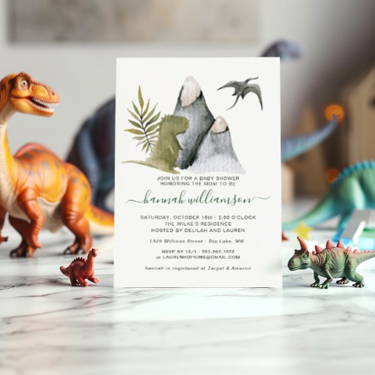 Kleine dinosaurus Baby shower uitnodiging