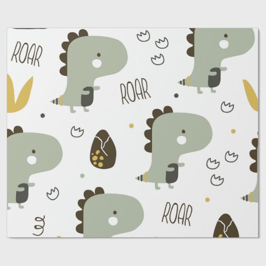 Kleine dinosaurus cadeaupapier (Vlak)