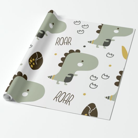 Kleine dinosaurus cadeaupapier (Uitgerold)