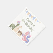 Kleine dinosaurussen met Cake Child Birthday Servet (Hoek)