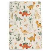 Kleine dinosaurussen zijn neutrale tinten medium cadeauzakje (Achterkant)