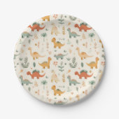 Kleine dinosaurussen zijn neutrale tinten papieren bordje (Voorkant)