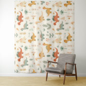 Kleine dinosaurussen zijn neutrale tinten wandkleed (In situ)