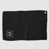Kleine discrete monogram zwarte golfhanddoek (Horizontaal)