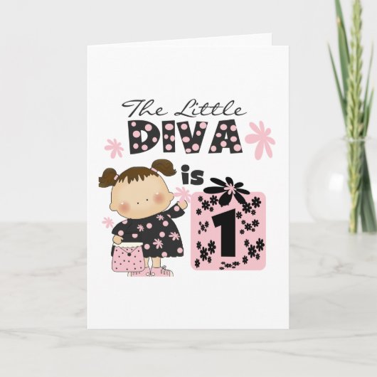 Kleine Diva 1e Verjaardag Tshirts en geschenken Kaart (Voorkant)