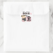 Kleine Diva 1e Verjaardag Tshirts en geschenken Ronde Sticker (Tas)