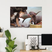 Kleine Dog Familie in het avondeten Poster (Thuiskantoor)