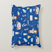 Kleine Dokter Meisje Medisch Patroon met Naam, Bla Accent Kussen (Voorkant(Verticaal))