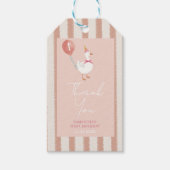 Kleine domme gans roze ballon verjaardag bedankt cadeaulabel (Voorkant)