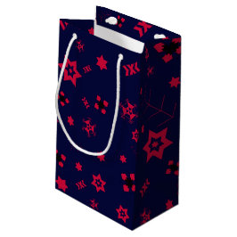 Kleine donkerblauwe en rode geschenkpapieren zak klein cadeauzakje