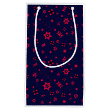 Kleine donkerblauwe en rode geschenkpapieren zak