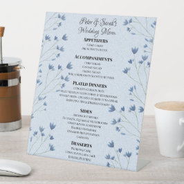 Kleine donkerblauwe wilde bloemen romantische trou reclamebord met voetstuk