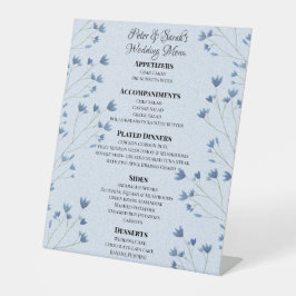 Kleine donkerblauwe wilde bloemen romantische trou reclamebord met voetstuk