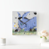 Kleine Donkey en Daisy - voeg Jouw naam/tekst toe Vierkante Klok (Huis)