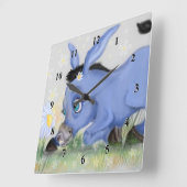 Kleine Donkey en Daisy - voeg Jouw naam/tekst toe Vierkante Klok (Hoek)