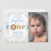 Kleine Donut Boys 1st Birthday Uitnodigingen (Voorkant)