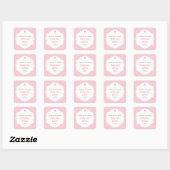 Kleine doop gunst sticker, roze stip vierkante sticker (Vel)
