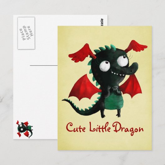 Kleine draak bevestigen briefkaart (Voorkant / Achterkant)