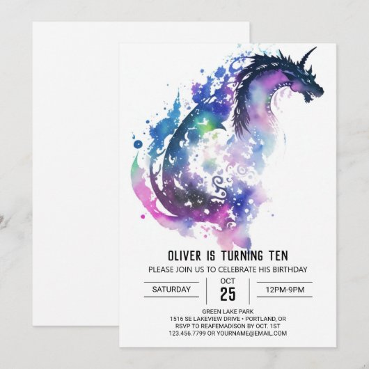 Kleine Draak Fantasie Verjaardag Kaart (Voorkant / Achterkant)