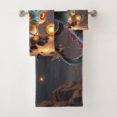 Kleine Draak, Grote Energie – De Ember Clockling Bad Handdoek (Insitu)