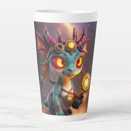 Kleine Draak, Grote Energie – De Ember Clockling Latte Mok (Voorkant)