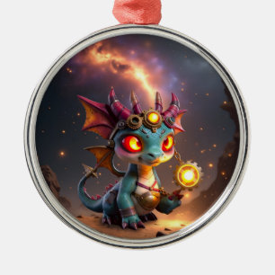Kleine Draak, Grote Energie – De Ember Clockling Metalen Ornament