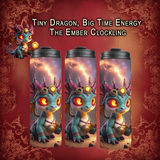 Kleine Draak, Grote Energie – De Ember Clockling Thermosbeker