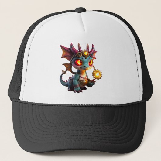 Kleine Draak, Grote Energie – De Ember Clockling Trucker Pet (Voorkant)