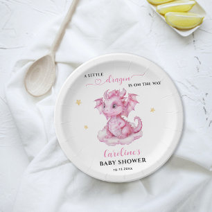 Kleine Draak is Op Weg Baby Shower Papieren Bordje