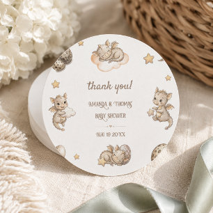 Kleine Draak Magische Baby Shower Dank Je Ronde Sticker