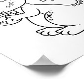 Kleine draak met een bekerpagina bevestigen poster (Hoek)