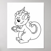 Kleine draak met een bekerpagina bevestigen poster (Voorkant)