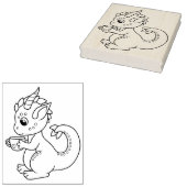 Kleine draak met een bekerpagina bevestigen rubberstempel (Gestempeld)