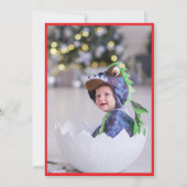 Kleine Draak Rode Baby Draak 1e Verjaardagsfeestje Kaart (Achterkant)